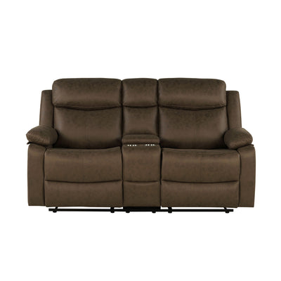 Brenda - Console Reclining Loveseat With Manual Recline Function - Brown