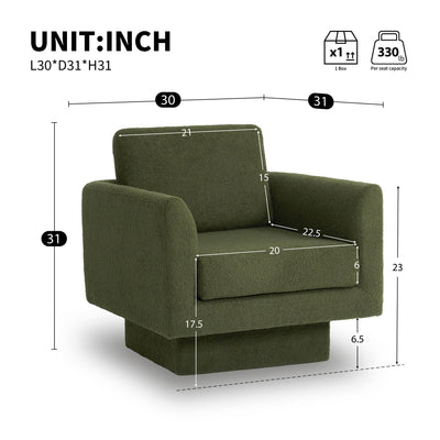 360° Modern Swivel Accent Chair Round Armchair, Thick Padded Single Lounge Sofa Upholstered Comfy