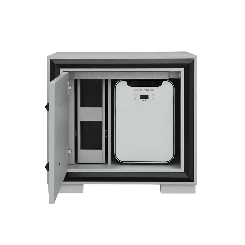 Adelaide - Nightstand With Cooler And Speaker - Grey / Black