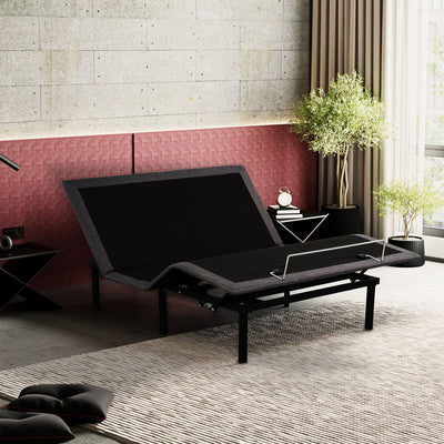 Split King Size Adjustable Bed Base With Wired Remote, Metal Frame