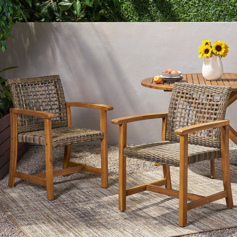 Outdoor Dining Chair Acacia Wood Frame (Set of 2)