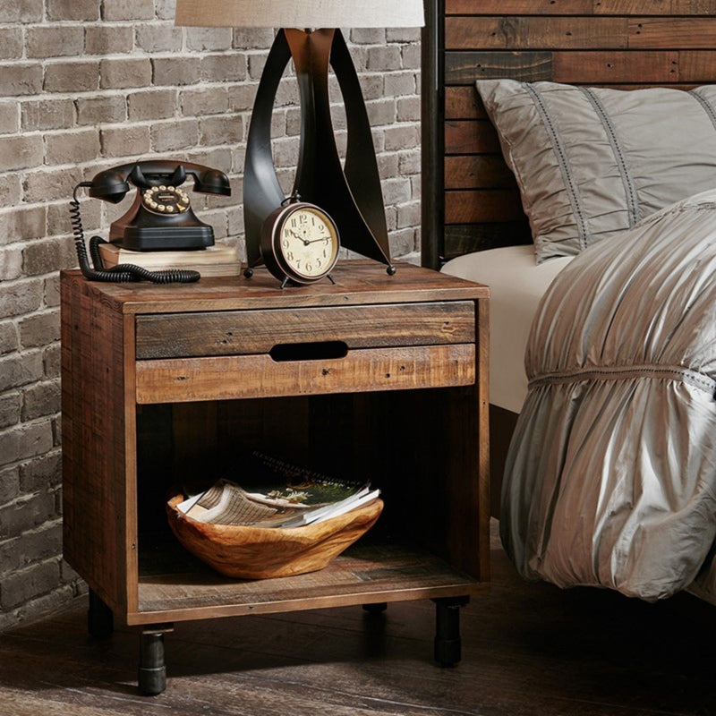 Renu - Nightstand With Drawer - Light Brown Multi