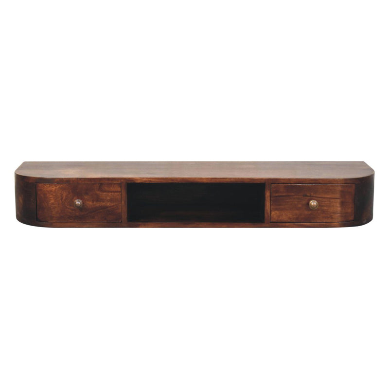Lunar - Floating Console With 2 Drawer - Chestnut