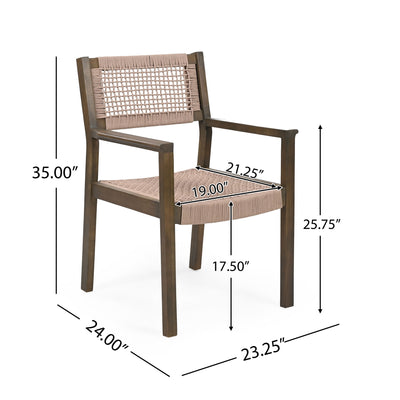 Outdoor Dining Chair (Set of 2), Patio Chairs - Gray / Light Brown