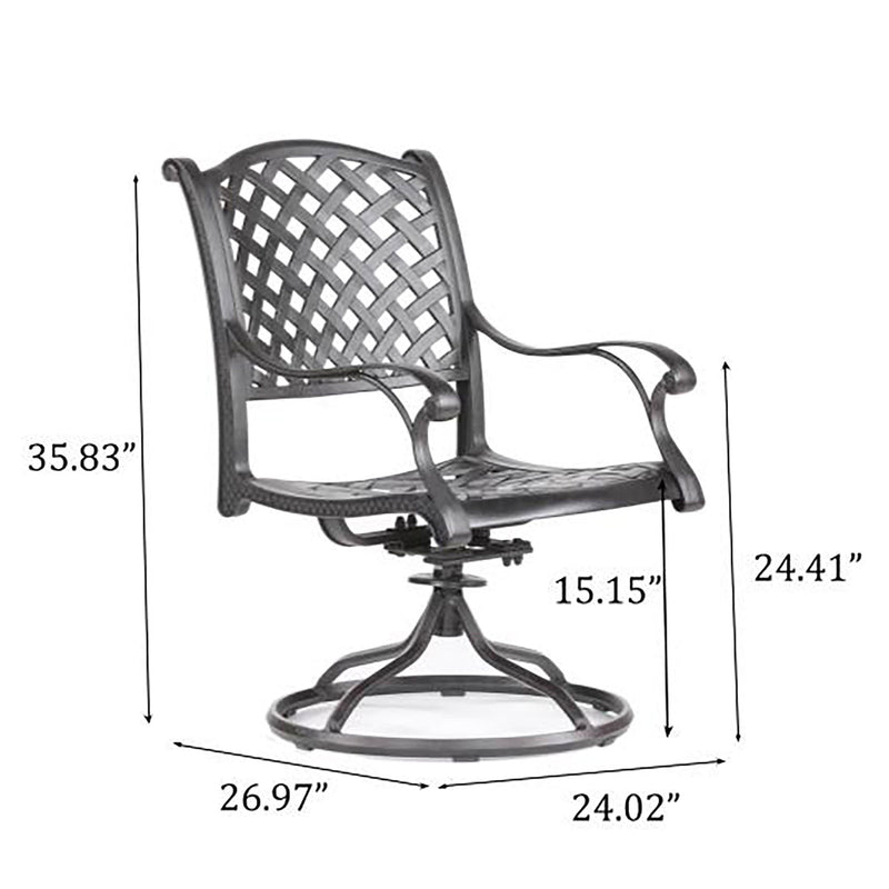 Patio Outdoor Dining Swivel Rocker Chairs With Cushion (Set of 2)