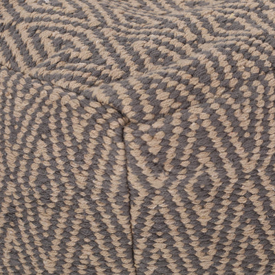 Amuleto - Hand Loomed Cotton Pouf - Dark Gray / Brown