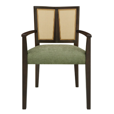 Mid Century Modern Arm Dining Chair Set With Rattan Backrest