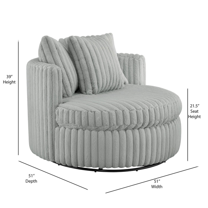 Mindy - Oversized Swivel Barrel Chair - Grey