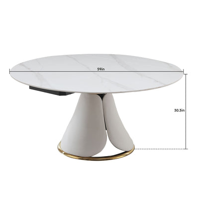 Fashion Modern Sintered Stone Dining Table With Retractable Function And Chairs