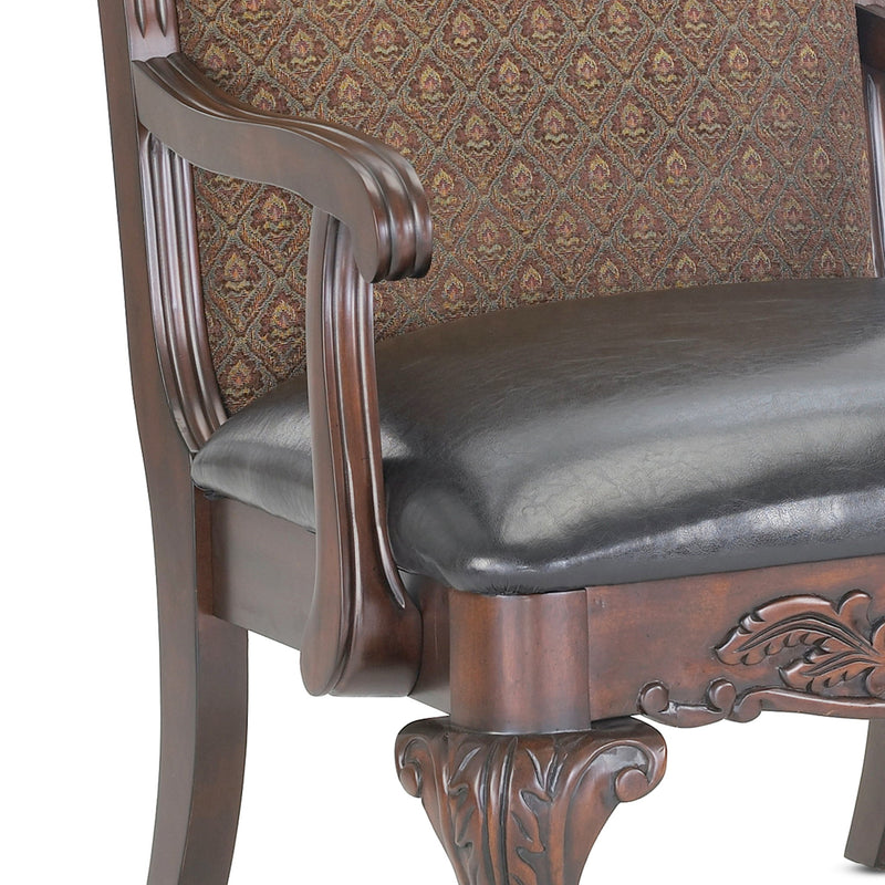 Lucille - Arm Chair, Jacquard Fabric Back - Brown