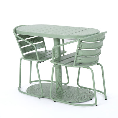 3 Piece Elegant Outdoor Bistro Set With 2 Chairs And Oval Table