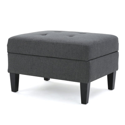 Storage Ottoman With Birch Wood Legs And Cushioned Top For Comfort