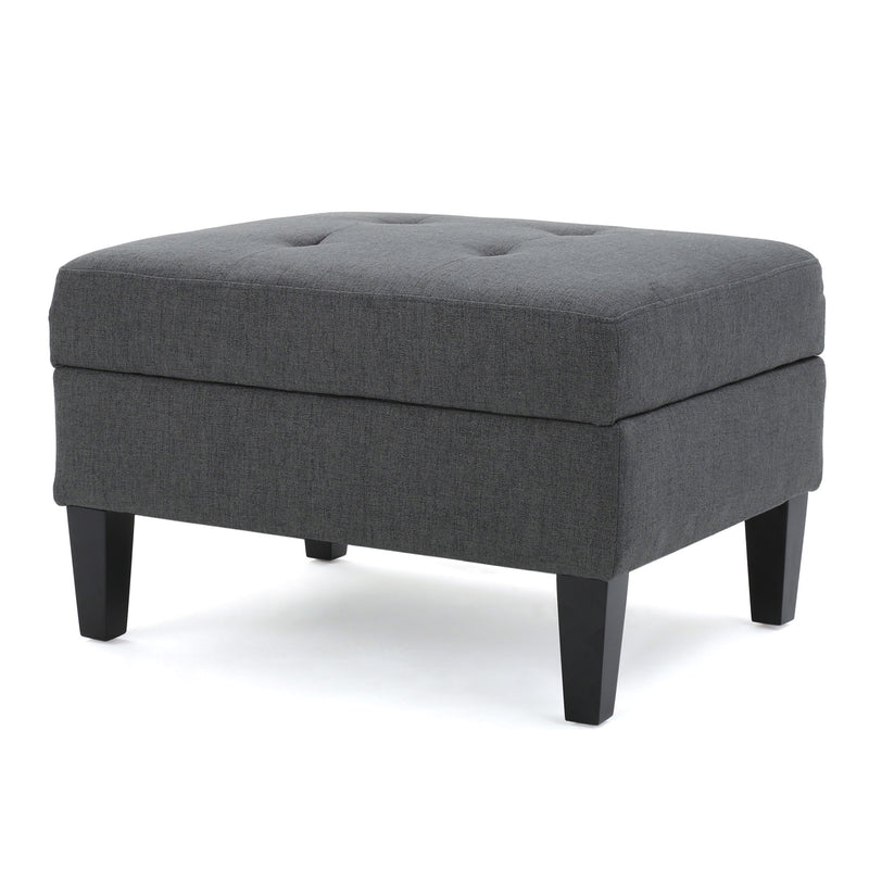Storage Ottoman With Birch Wood Legs And Cushioned Top For Comfort