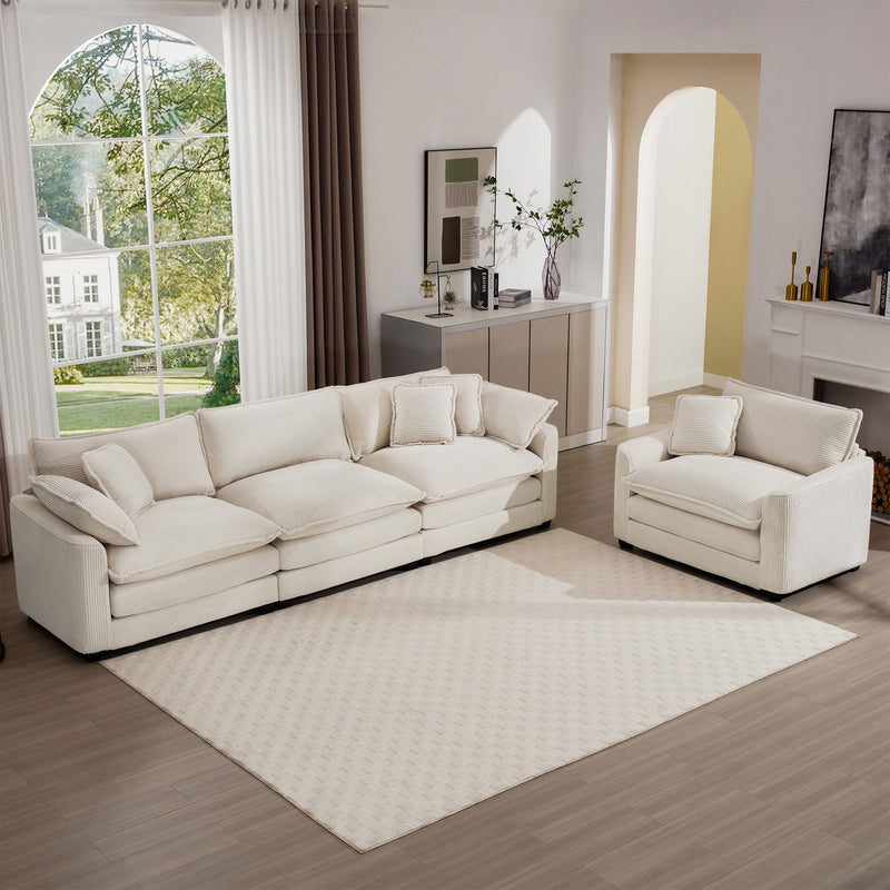 Elegant Corduroy Oversized Sectional Sofa Set With Deep Seats And Flexible Layout