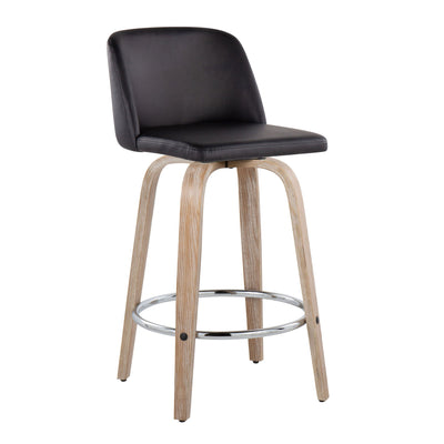 Toriano - Modern Design Fixed Height Counter Stool With Swivel With Round Footrest (Set of 2)