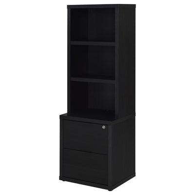 Multifunctional Bookcase With Three Open Shelves, 2 Drawers, Dual USB Charging Outlet