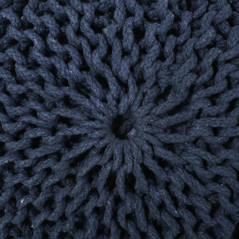 Bordeaux - Knitted Cotton Round Pouf Ottoman, Floor Cushion