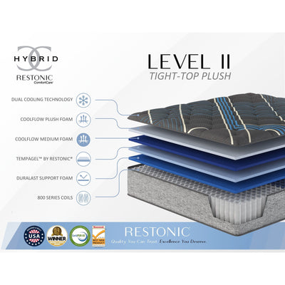 Tempagel - 13" Plush Mattress With Cooling Technology