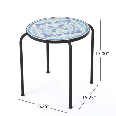 Skye - End Table - White / Blue
