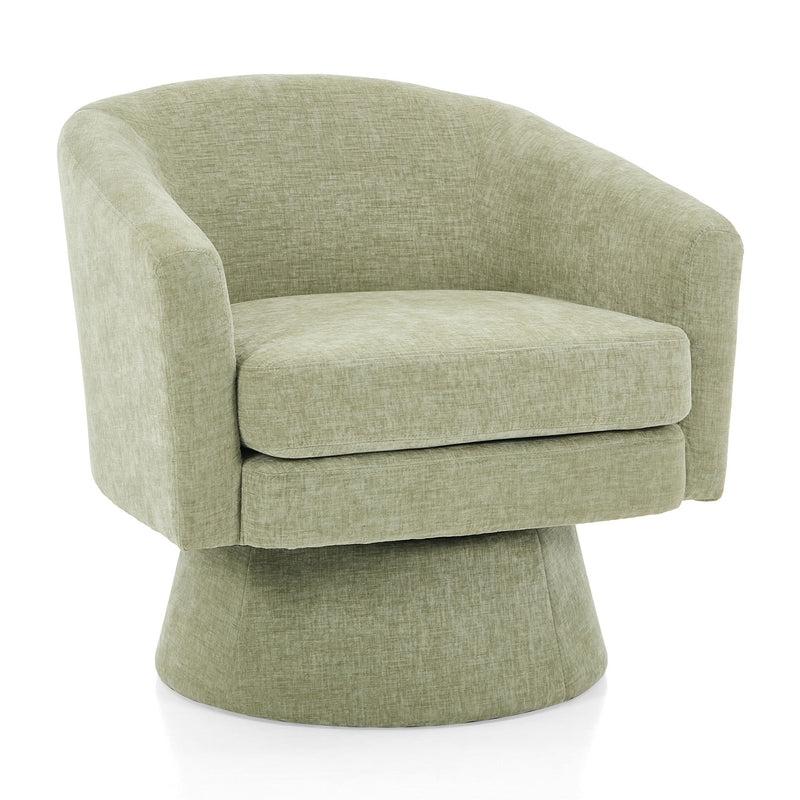 Swivel Barrel Chair With Cushioning For Living Room & Office, 360° Rotating - Green