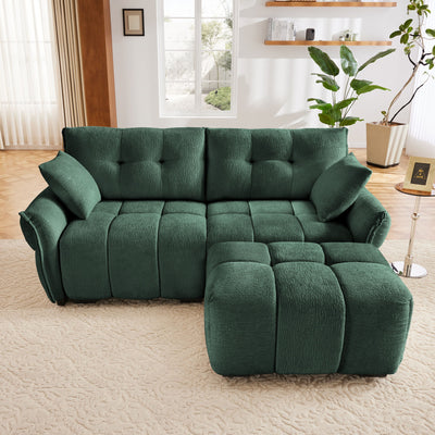 Sofa Set With Ottoman And Pillows, Textured, High Resilience Cushions