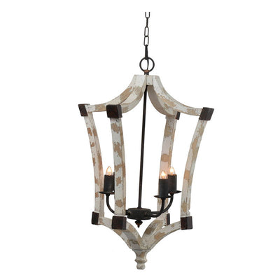 4 Light Chandelier, Hanging Light Fixture With Adjustable Chain For Kitchen, Bulb Not Included - Cream