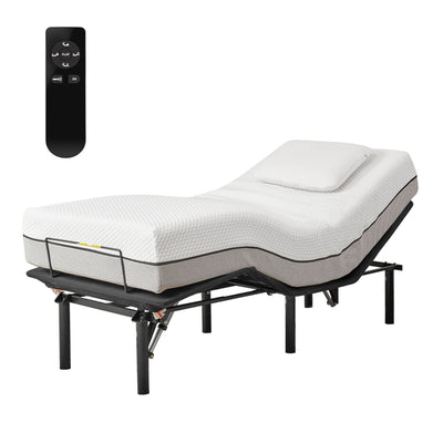 Adjustable Metal Bed Base With Head And Foot Incline, Anti Snore Feature, Wireless Control, Twin Long - Antique Black