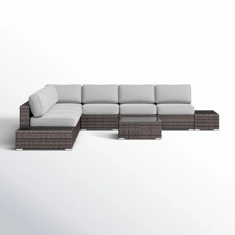 Wicker Sectional Seating Group With Plush Cushions