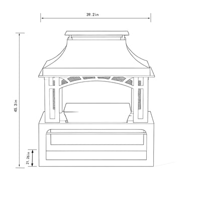 40" Wood Burning Fireplace, 50000 Btu Steel Fire Pit, Wood Burning Chimney For Outside Patio Deck Garden Backyard - Black