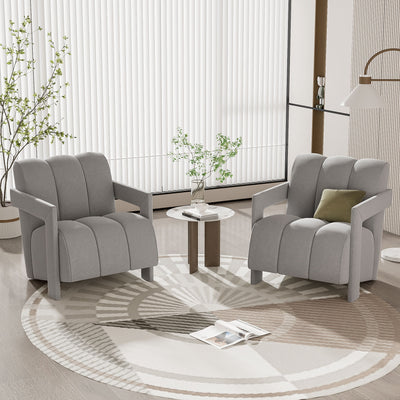 Modern Minimalist Leisure Armchair With L Shaped Armrests