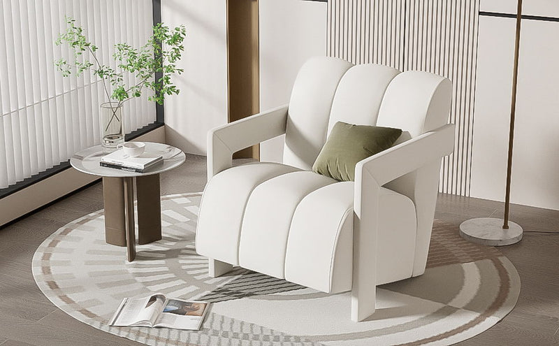 Modern Minimalist Leisure Armchair With L Shaped Armrests