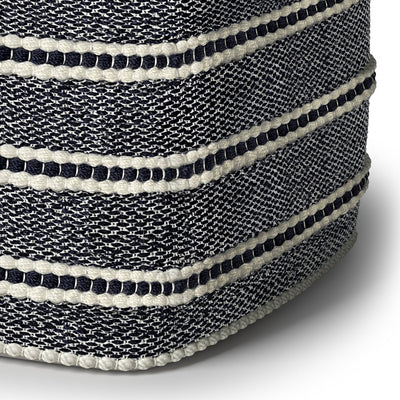 Corrie - Square Woven Outdoor / Indoor Pouf - Navy / White