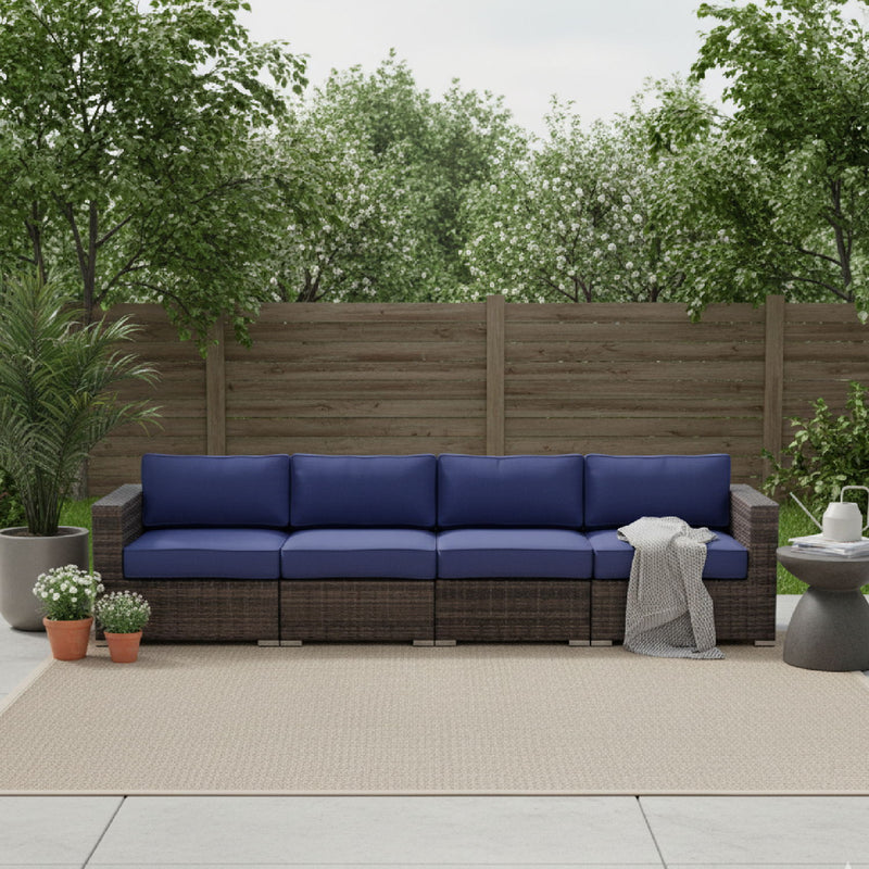 Luxurious Wicker Patio Sectional With Weather Resistant Sunbrella Cushions