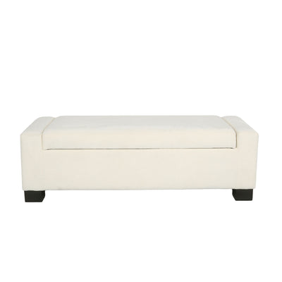 Textured Fabric Ottoman Bench With Hinged Lid
