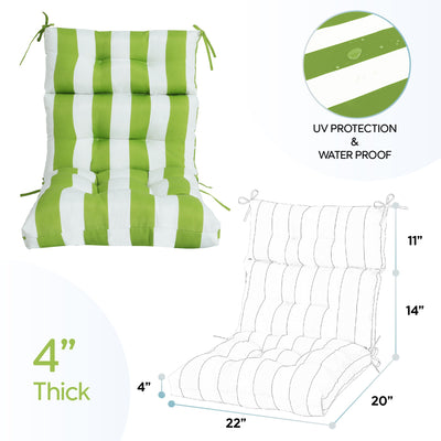 2 Piece High Back Patio Chair Cushion Set, Tufted Adirondack And Rocking Chair Cushions