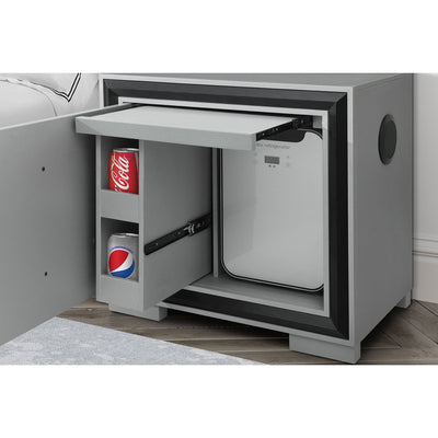 Adelaide - Nightstand With Cooler And Speaker - Grey / Black