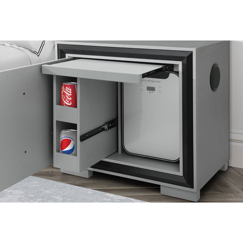 Adelaide - Nightstand With Cooler And Speaker - Grey / Black