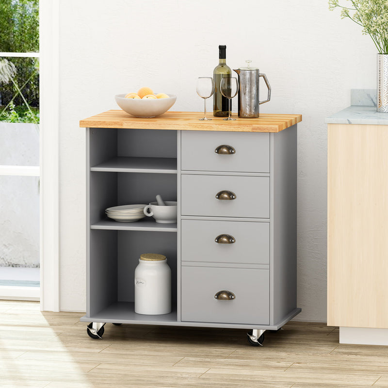 Yohaan - Contemporary Kitchen Cart With Wheels
