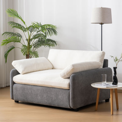 Oversized Single Sofa Chair Wide And Deep Seat, Modern Upholstered Comfy Blocking Couch Lounge With Pillows