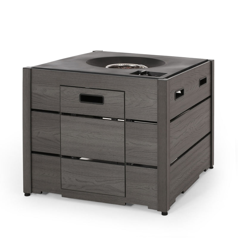 Rustic Style Outdoor Square Propane Fire Pit, 40,000 Btu