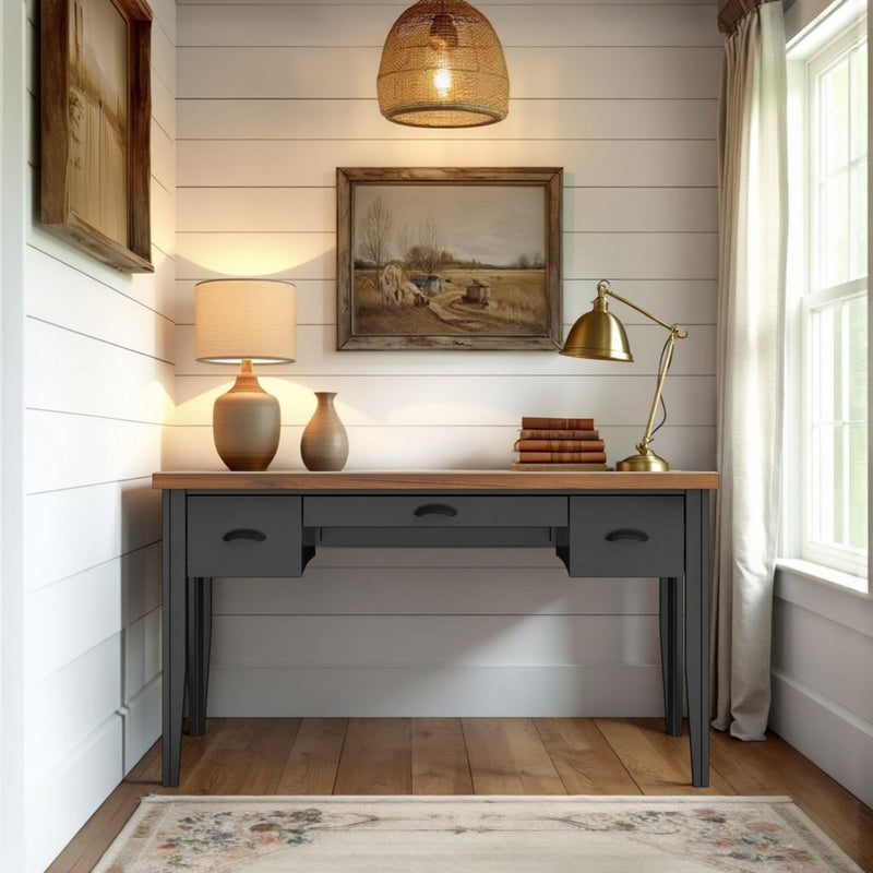 Essex - Writing Desk - Black, Whiskey