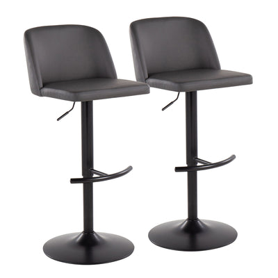 Toriano - Contemporary Adjustable Bar Stool With Rounded T Footrest (Set of 2)