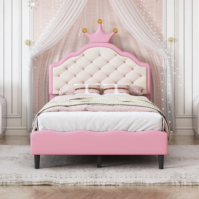 Lovely Crown Fantasy Princess Bed With Tufted Headboard