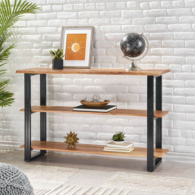 Industrial Media Console Table - Natural