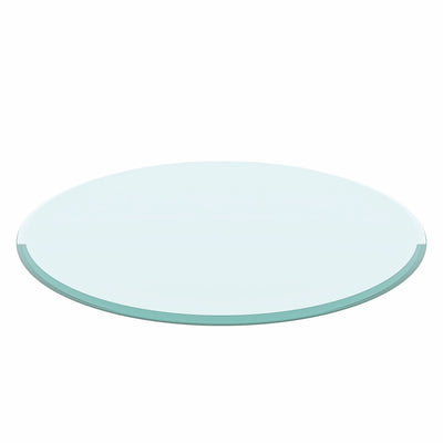 36" Round Tempered Glass Table Top Black Glass Thick Beveled Polished Edge