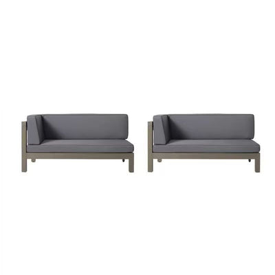 Aura - 2 Piece Outdoor Set With X Back Left Bench And Corner - Dark Gray