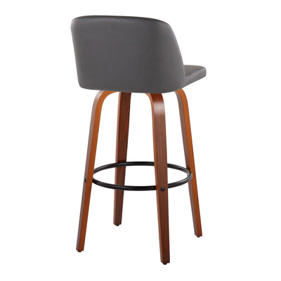 Toriano - Mid Century Modern Fixed Height Barstool Swivel And Round Footrest (Set of 2)