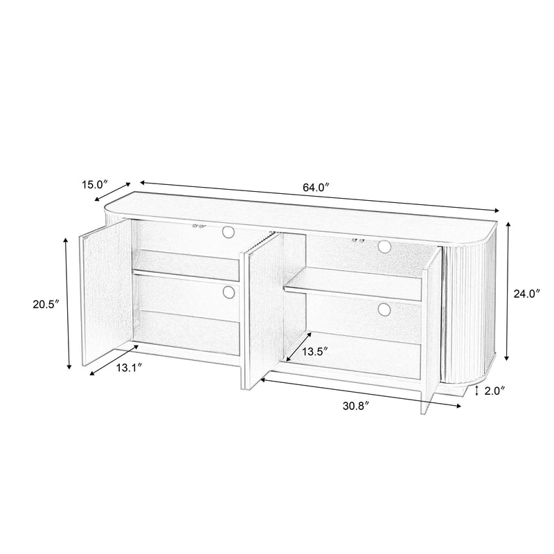 Contemporary Sideboard Storage Cabinet TV Stand With Wave Pattern