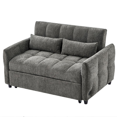 Loveseat Sofa Pull-Out Bed With Adjustable Backrest, 3 USB Ports And 2 Lumbar Pillows For Living Room