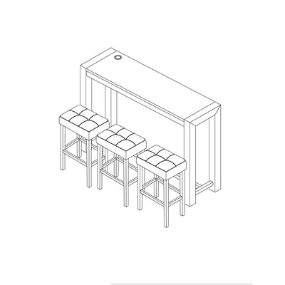 Vanilla - Real Marble Sofa Table With Power And 3 Stools - Beige / Natural